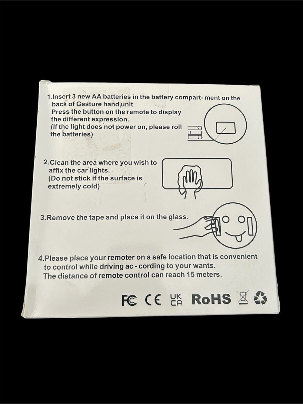 Fun Emoticon Gesture LED Car Light • Remote‑Controlled • New in Box - Picture 6 of 7